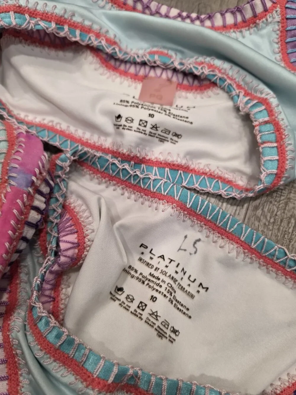 Platinum swim Two Girls Swimsuits Tie-Dye & Solid Blue Size 10 set of 2 suits